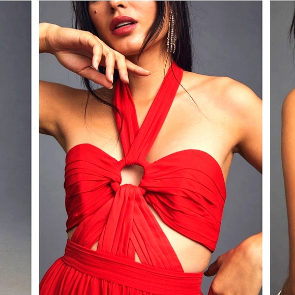 PatBO CUT-OUT HALTERNECK MAXI DRESS - CANDY RED. Size 6 - Picture 11 of 16